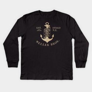 Weller Bros: Wellerman sea shanty logo (parchment look) Kids Long Sleeve T-Shirt